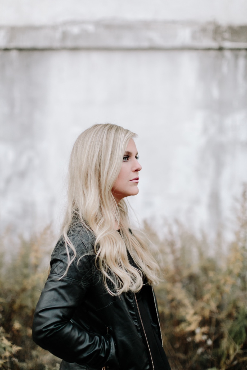 Jennifer Hopper in a leather jacket